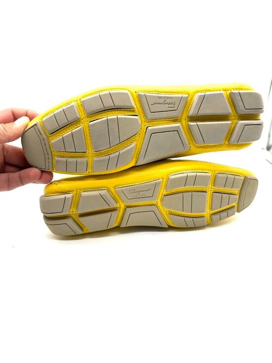 Salvatore Ferragamo Yellow Leather Driver Loafers‎ Shoes New  Sz 7 main image 11